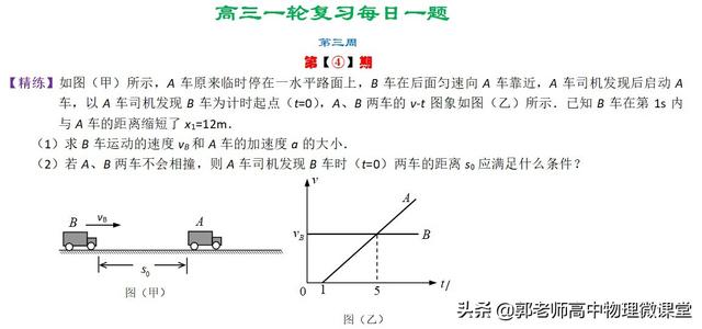 2020年高三一轮复习每日一题精练第三周(追及相遇问题)