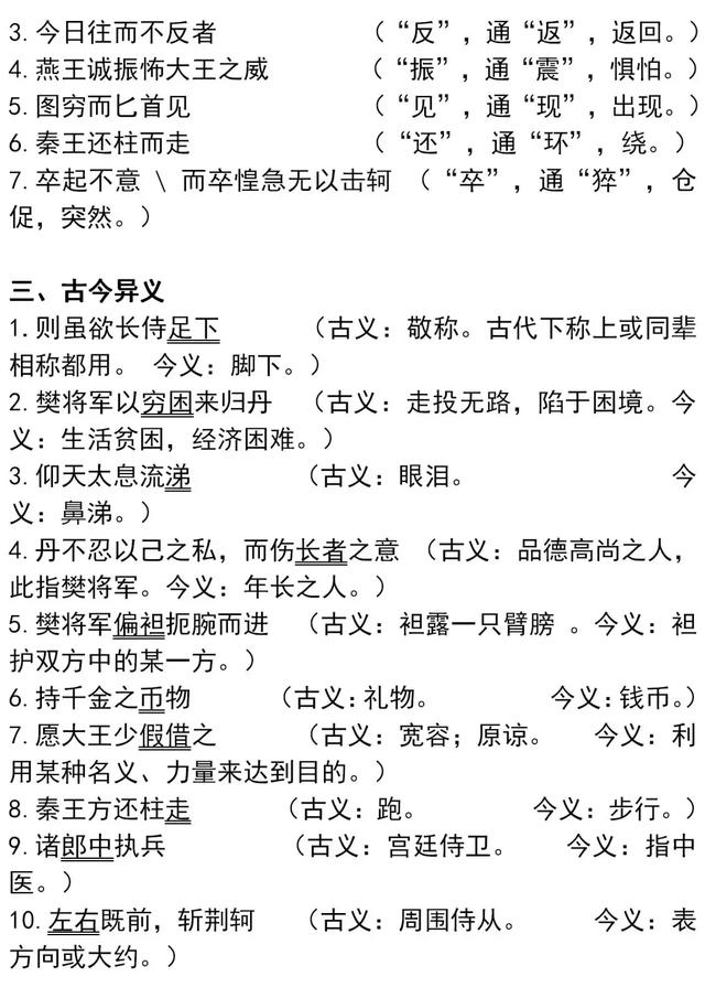 高中语文：语文必修一超全面文言文知识汇总