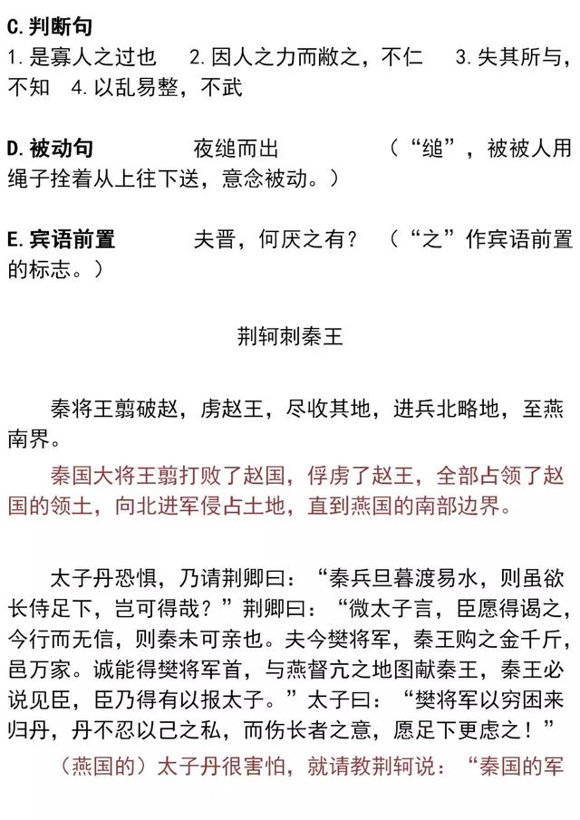 高中语文：语文必修一超全面文言文知识汇总