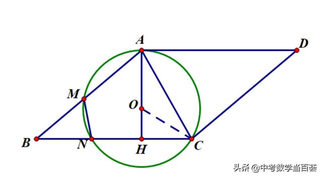 2019年宜昌市中考第21题 圆与平行四边形 证切线 求线段长和面积