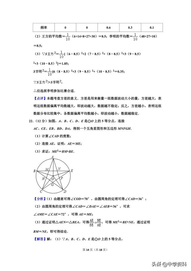 2019年湖南省怀化市中考数学试卷（含解析），嗯。。说啥好呢