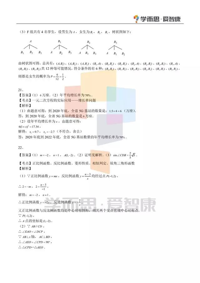 2019中考数学真题答案，考后查分持续跟进