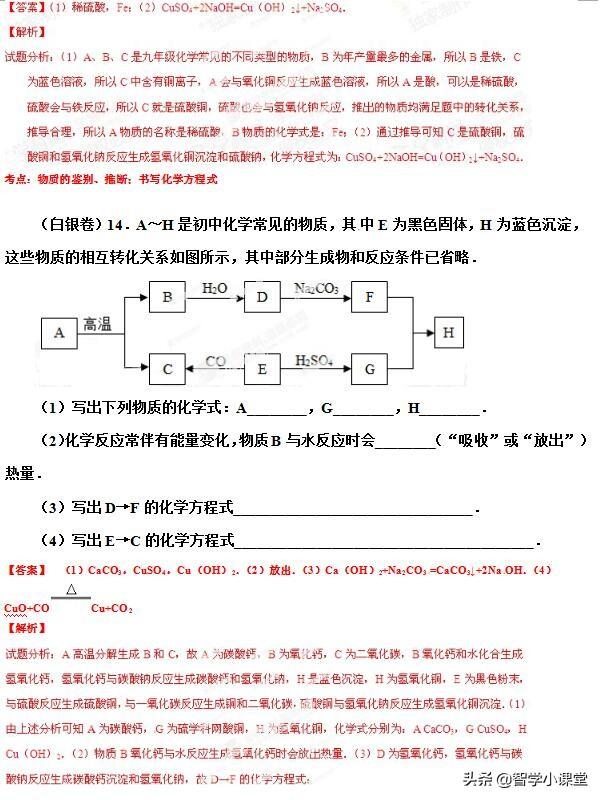 初中化学——推断题专题训练含答案解析