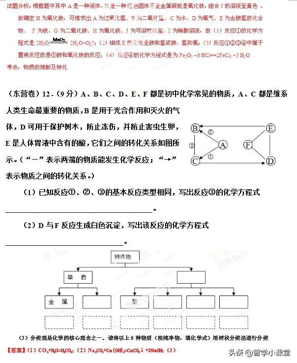 初中化学——推断题专题训练含答案解析