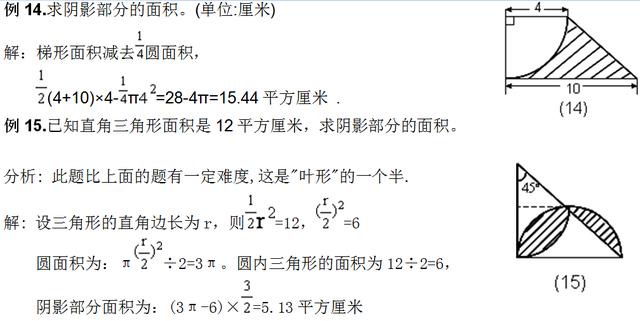 精品小学数学图形阴影部分面积38个经典例题，值得收藏