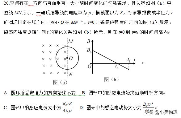 2019年全国一卷物理试题（解析版）最后一道选择题和压轴大题很难