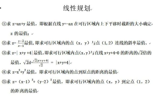 线性规划几种常见题型