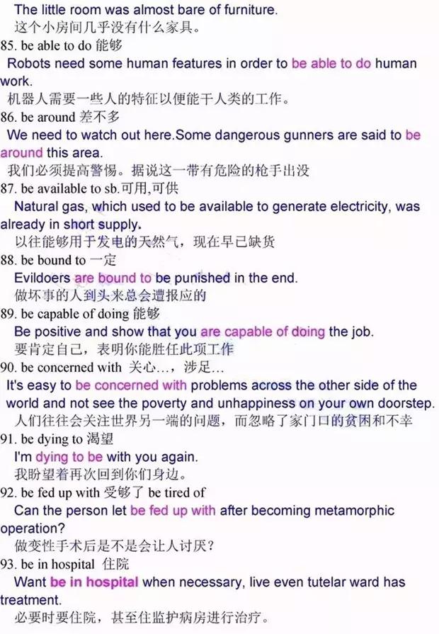 高中英语常考短语及经典例句大汇总（必修1-选修8）
