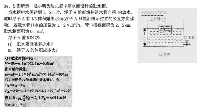 八年级物理期末复习之力学综合题