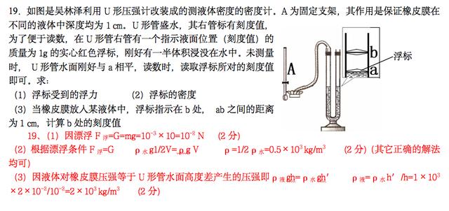 八年级物理期末复习之力学综合题