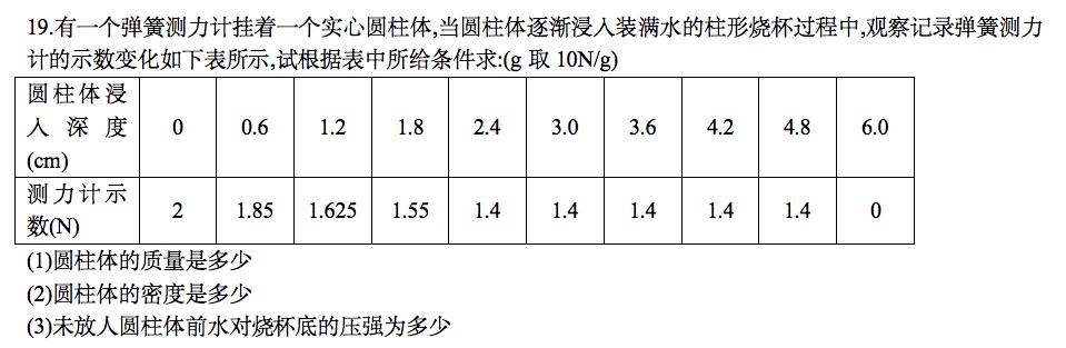 八年级物理期末复习之力学综合题