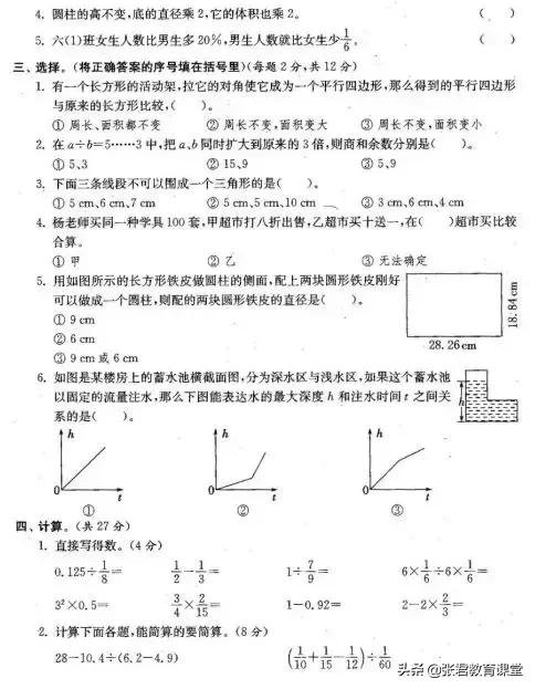 人教版数学1-6年级下册期末复习卷，期末复习必备！