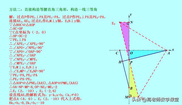 一次函数点的存在，构造特殊角45度，对于八年级学生，难度很大