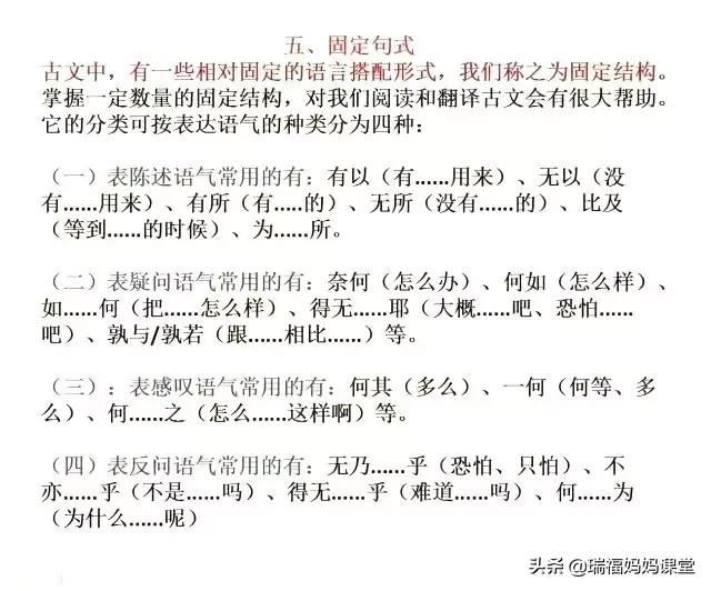 初中文言文五种常见特殊句型详解（附练习题）