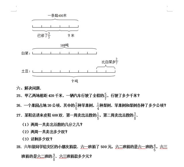 暑假新六年级：六年级上册《第一单元 分数乘法》暑假预习测试卷