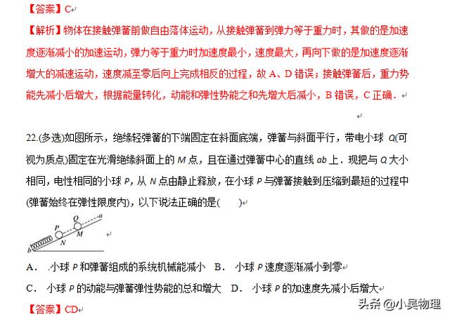 高中弹簧题型总结，含答案！（闻“弹”色变，高中难点之一）