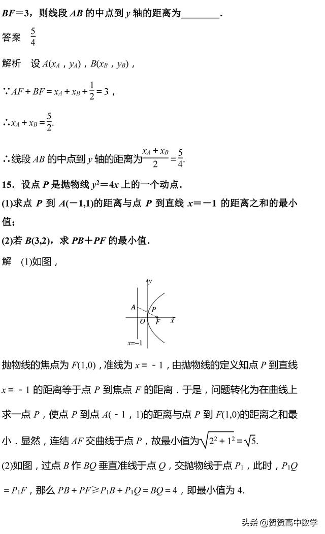 高二｜圆锥曲线：抛物线的标准方程