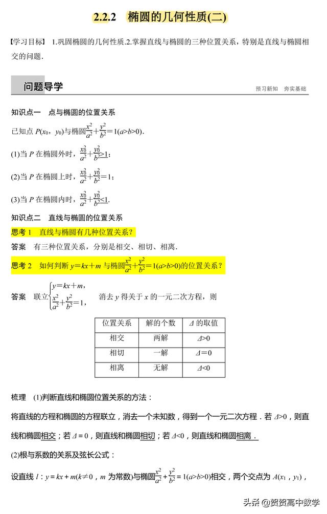 高二｜圆锥曲线：椭圆的几何性质（二）