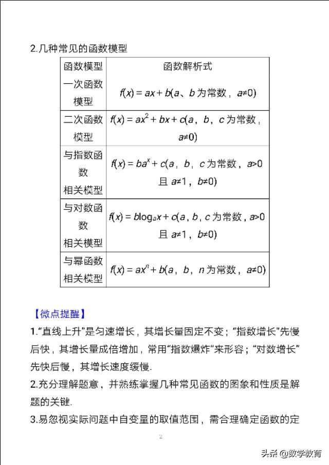 数学一轮复习13，函数与数学模型，掌握解决实际问题的关注点