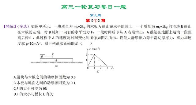 2020年高三一轮复习每日一题精练第九周(牛顿运动定律专题三)