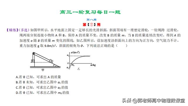 2020年高三一轮复习每日一题精练第八周(牛顿运动定律专题二)