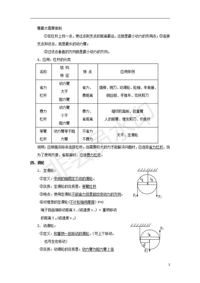 中考物理知识点全面复习机械与功知识点专题讲解