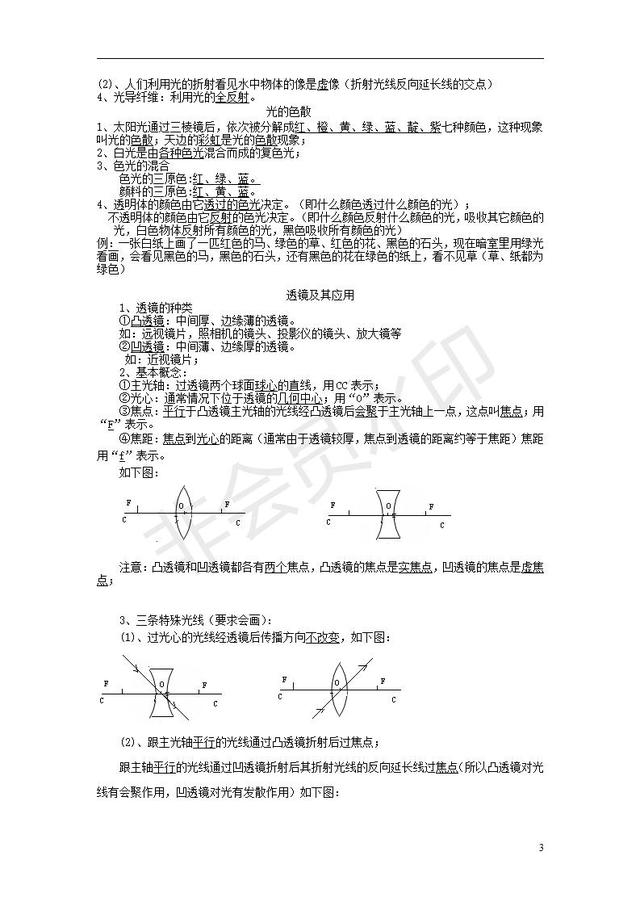 中考物理全面复习光知识点整理