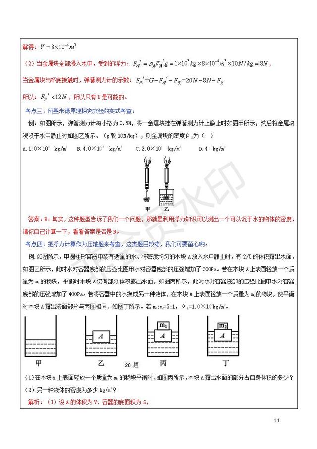 中考物理复习阿基米德原理浮力的计算与应用试题