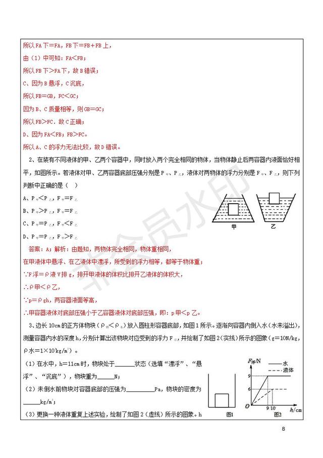 中考物理复习阿基米德原理浮力的计算与应用试题