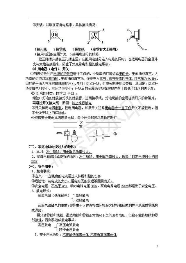 中考物理知识点全面复习汇编家庭用电知识点整理