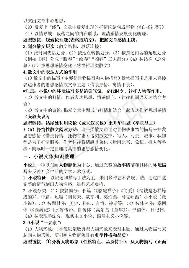 初中语文现代文阅读知识点整理