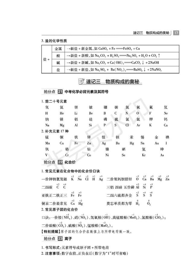 中考化学必备知识清单全国通用，收藏了