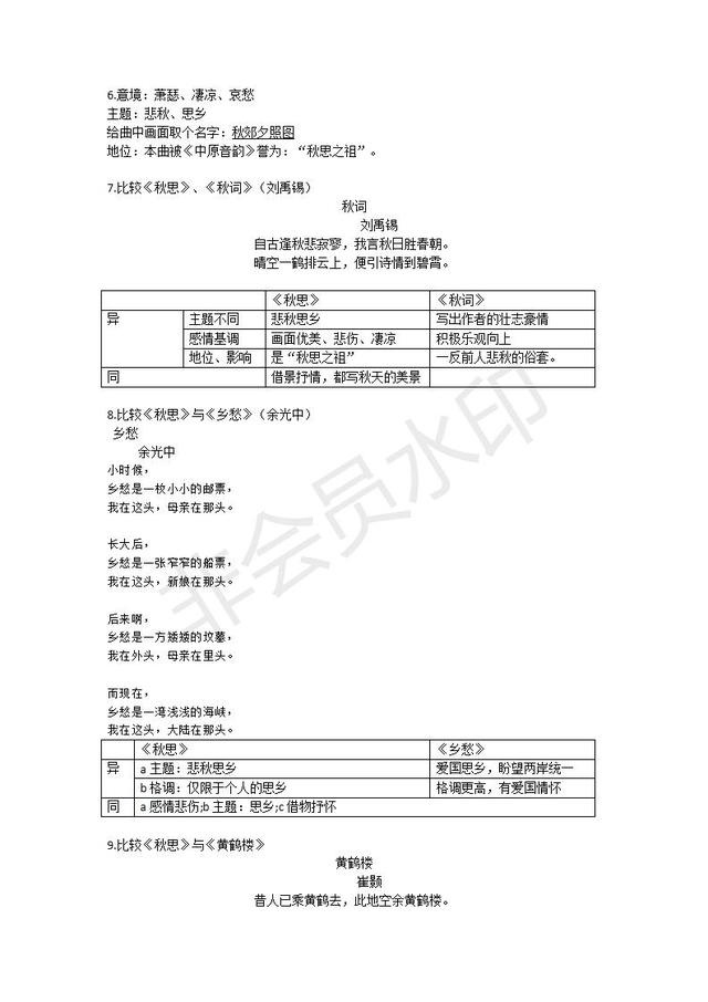 部编版七年级上册《古诗四首》诗歌鉴赏知识