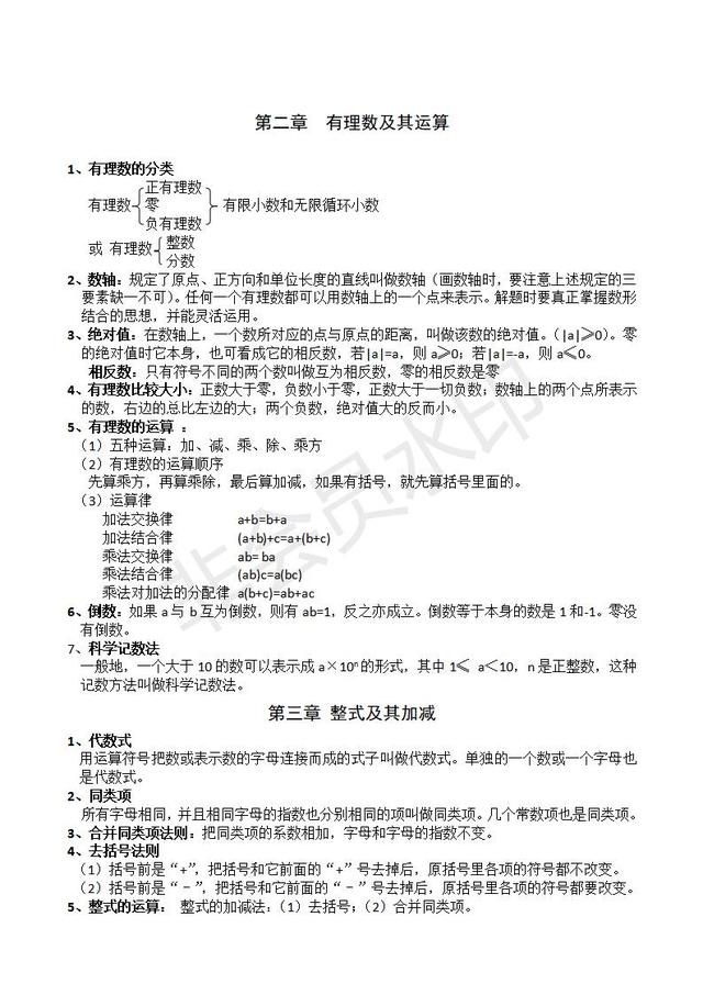 北师大版七年级上册数学必备知识点整理