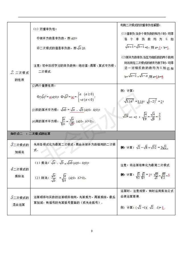 苏科版初中数学知识点梳理归纳