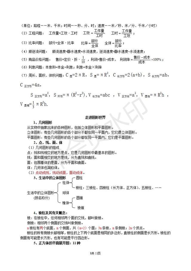 苏科版七年级数学上册第一至第六章全册 知识点整理