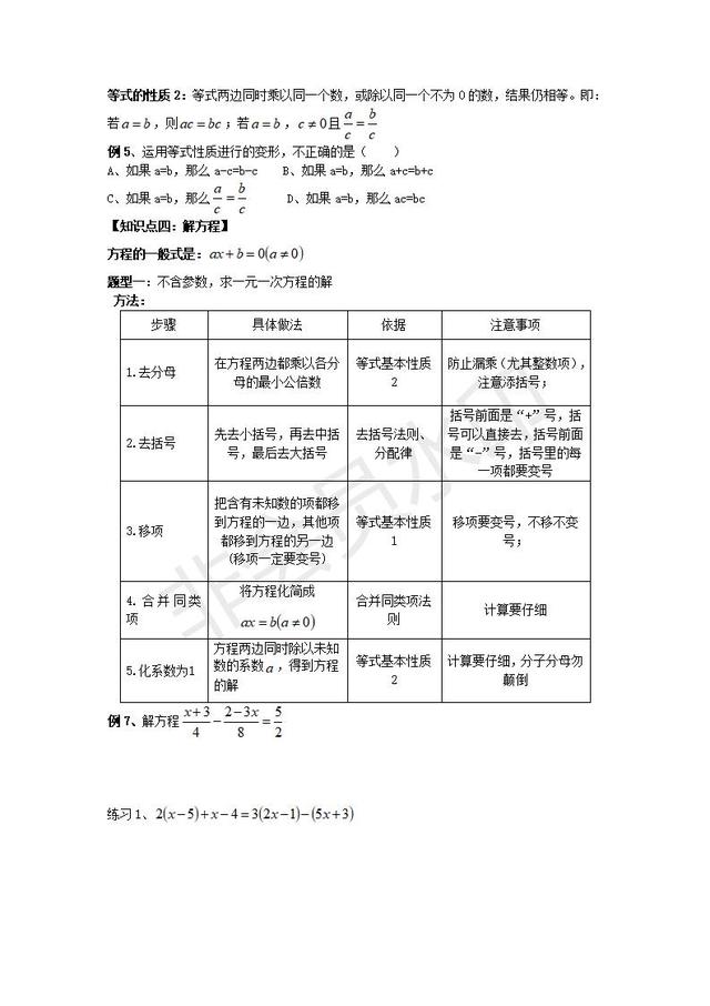 人教七年级上册数学第三章 一元一次方程 知识点