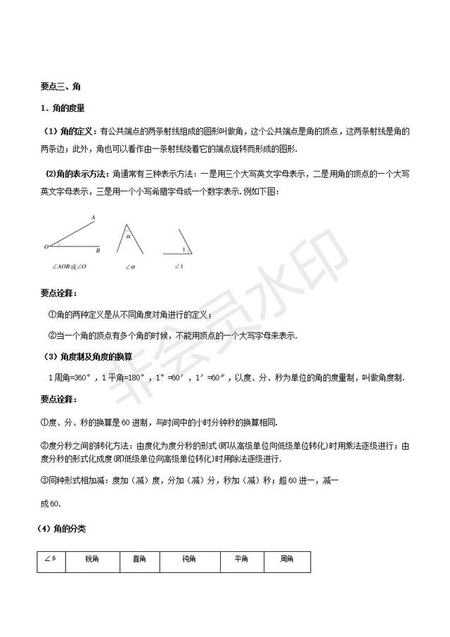 人教版初一上册第四章几何初步知识点预习