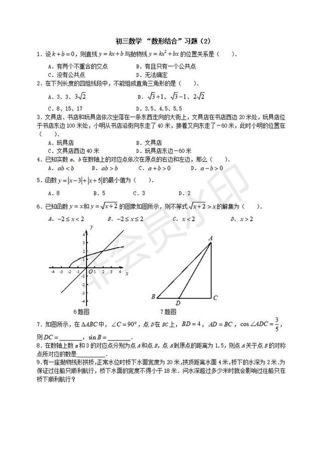 中考复习“数形结合”在初中数学中的运用