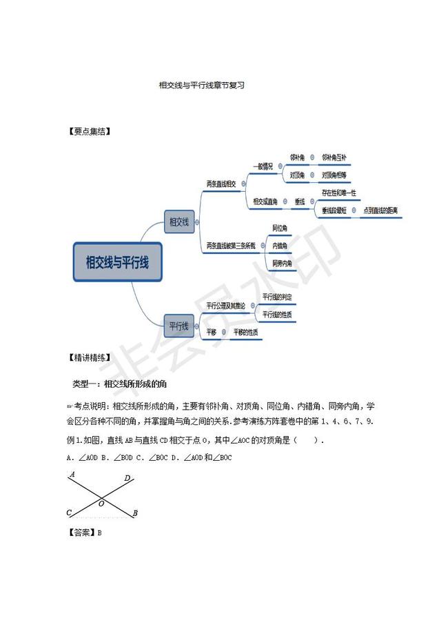 人教版七年级下册第五章相交线与平行线章节复习讲义