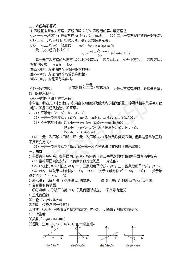 苏科版初中数学总复习知识点整理