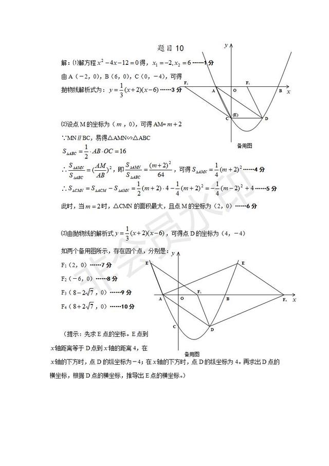 中考数学压轴题专项训练