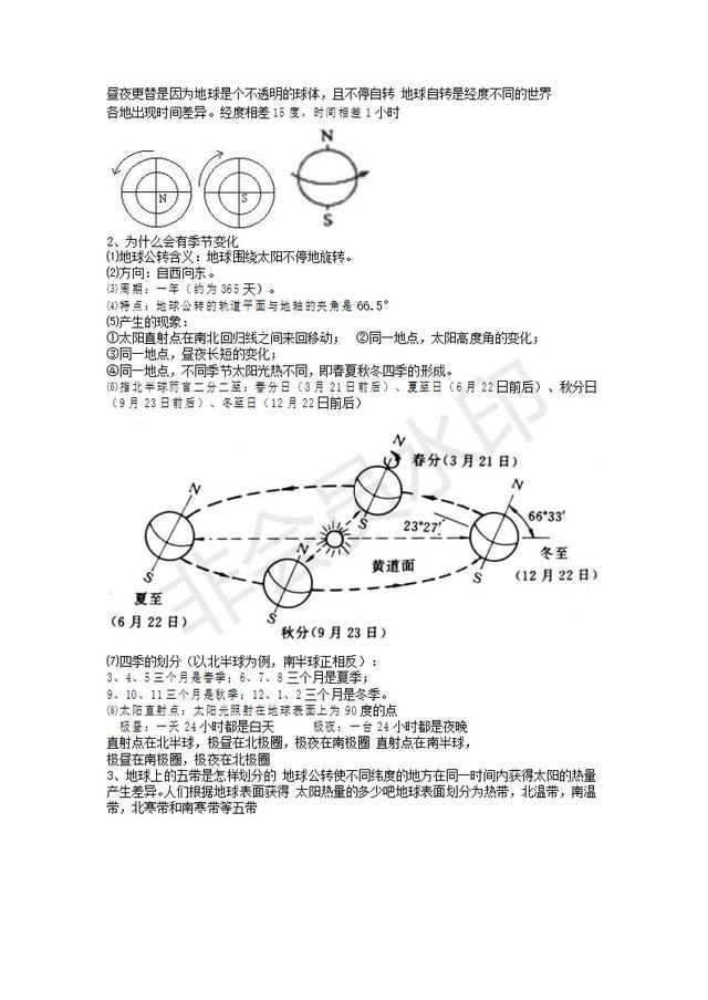 粤教版七年级上册地理知识点总结