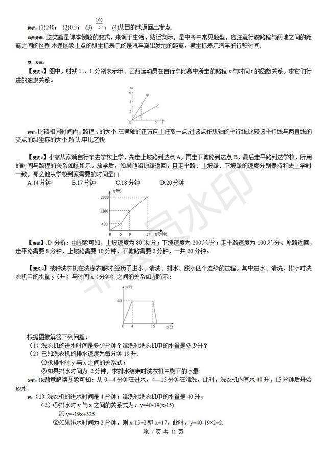 每年中考数学必考一次函数知识点，典型例题汇总