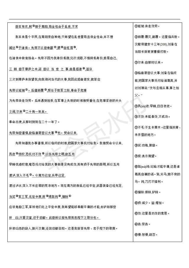 中考语文总复习课标文言文字词句逐篇梳理