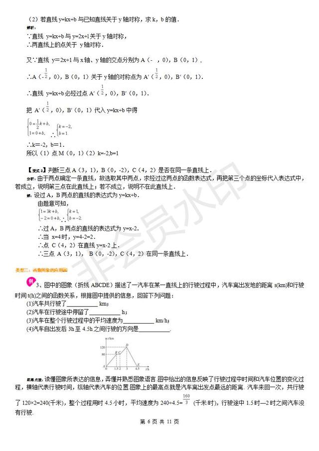 每年中考数学必考一次函数知识点，典型例题汇总