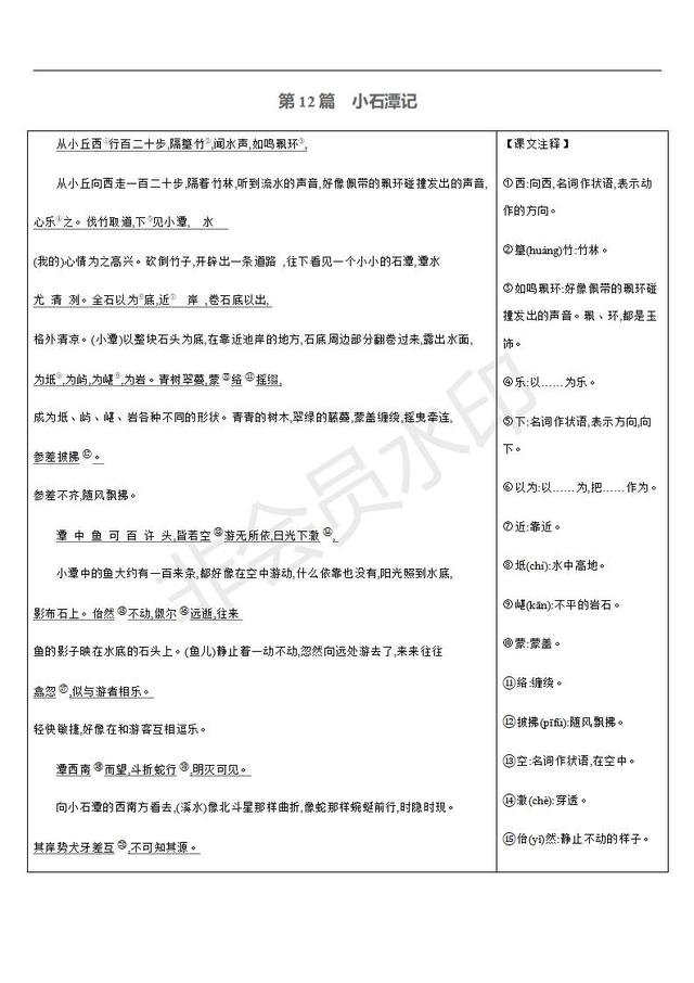 中考语文总复习课标文言文字词句逐篇梳理