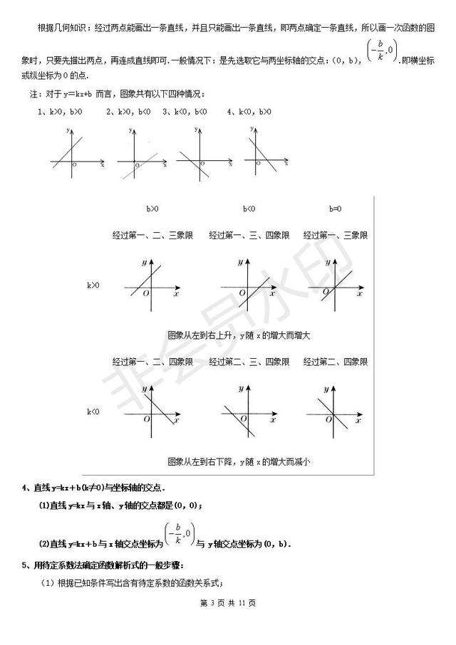 每年中考数学必考一次函数知识点，典型例题汇总