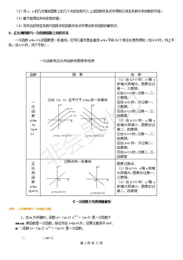 每年中考数学必考一次函数知识点，典型例题汇总