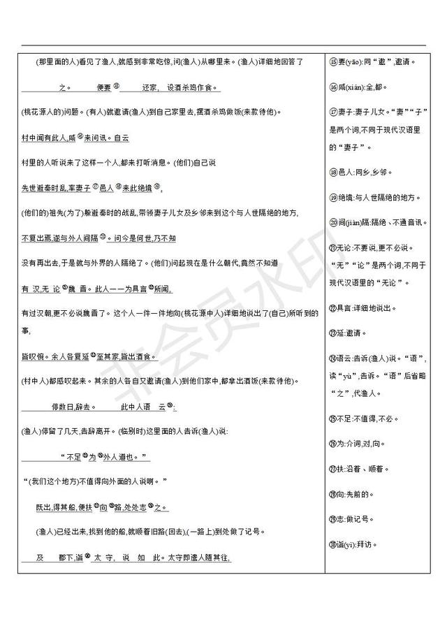 中考语文总复习课标文言文字词句逐篇梳理